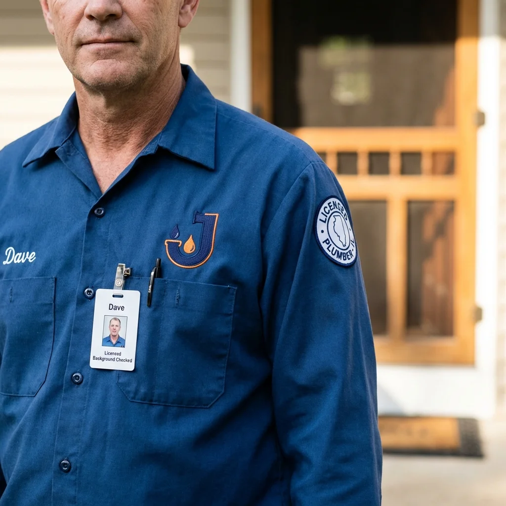 Licensed plumber showing ID badge in Asbury Park, NJ