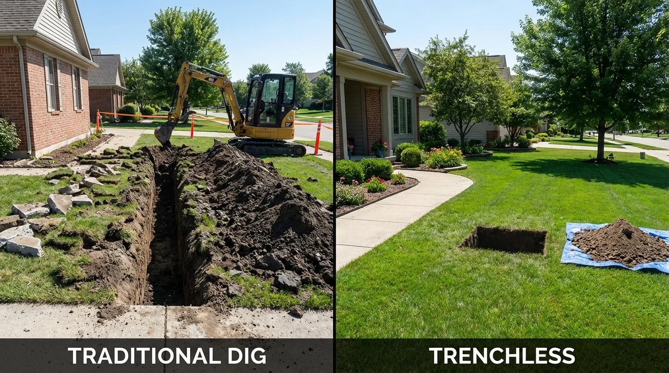 Trenchless sewer repair with minimal yard damage versus traditional excavation in Asbury Park, NJ